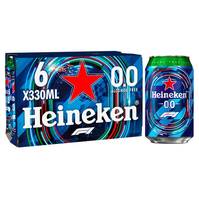 Heineken 0.0 Alcohol Free Beer Cans, 6 x 330ml