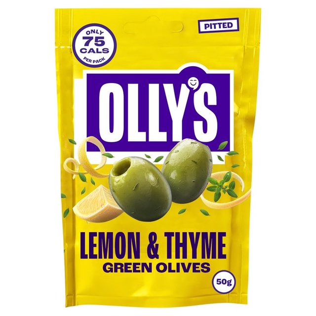Olly’s Olives Lemon & Thyme Green Halkidiki Olives, The Hippie, 50g