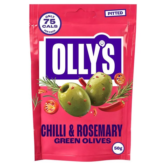 Olly’s Olives Chilli & Rosemary Green Halkidiki Olives, The Bandit, 50g