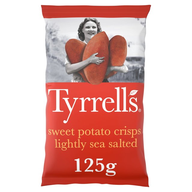 Tyrrells Lightly Sea Salted Sweet Potato Sharing Crisps, 125g