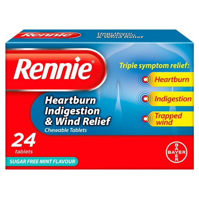 Rennie Heartburn, Indigestion & Wind Relief Tablets, 24 Per Pack
