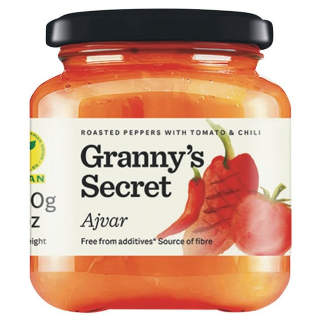 Granny’s Secret Ajvar Hot Roasted Red Pepper With Tomato & Spices, 200g