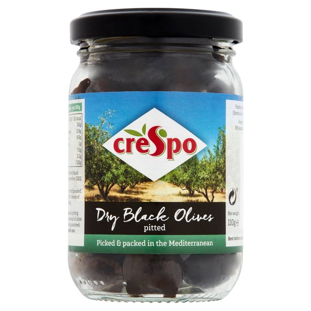 Crespo Pitted Dry Black Olives, 110g