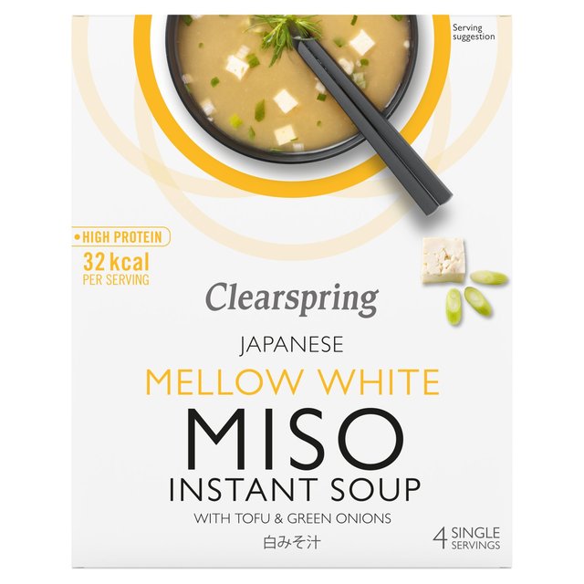 Clearspring Mellow White Miso Soup With Tofu & Green Onions, 4 x 10g