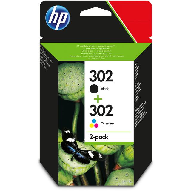 HP 302 Combo Pack Black & Colour Ink Cartridge, One Size