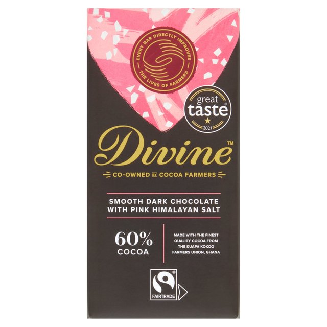 Divine 60% Dark Chocolate Pink Himalayan Salt, 90g