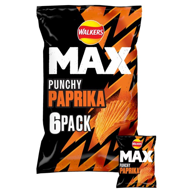 Walkers Max Paprika Multipack Crisps, 6 per Pack