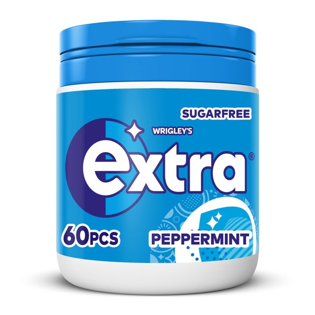 Wrigley’s Extra Extra Peppermint Sugarfree Chewing Gum Bottle, 60 Per Pack