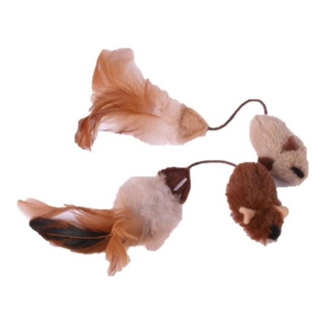Petface Feather Tail Mice Cat Toy, 2pk