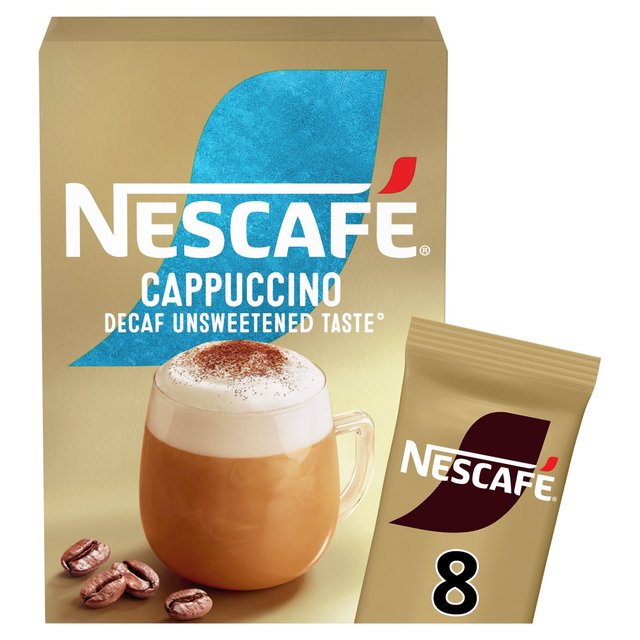 Nescafe Gold Decaff Cappuccino Unsweetened Instant Coffee 8 Sachets, 8 per Pack