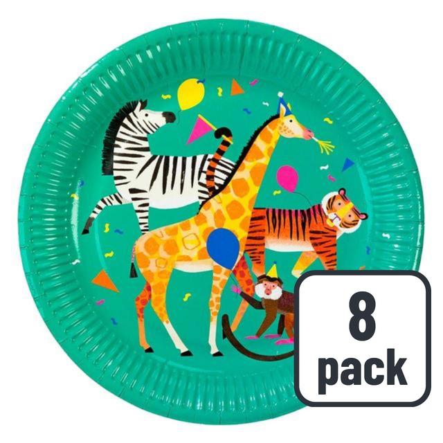 Talking Tables Green, Yellow and Brown Party Animals Plate Pack, 9", 8 per Pack