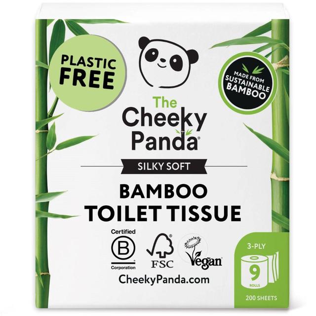 The Cheeky Panda Natural Bamboo Toilet Tissue, 9 Per Pack
