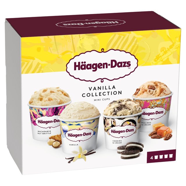 Hagen-Dazs Vanilla Collection Mini Cups Ice Cream, 4 x 95ml