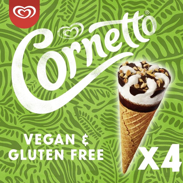 Cornetto Vegan & Gluten Free Ice Cream Cones, 4 x 90ml