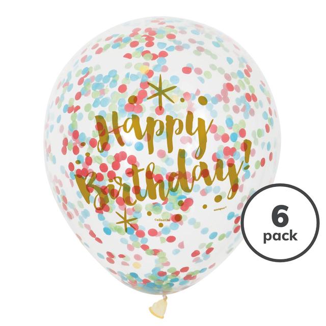 12" Glitzy Birthday Balloons With Confetti
