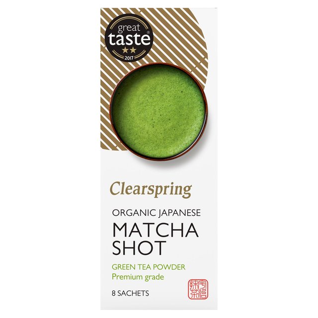Clearspring Organic Japanese Matcha Shot Premium Grade Green Tea Powder, 8 x 1g