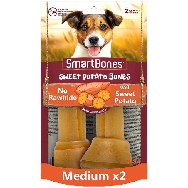SmartBones 2 Medium Sweet Potato Rawhide Free Bone Dog Treats, 158g
