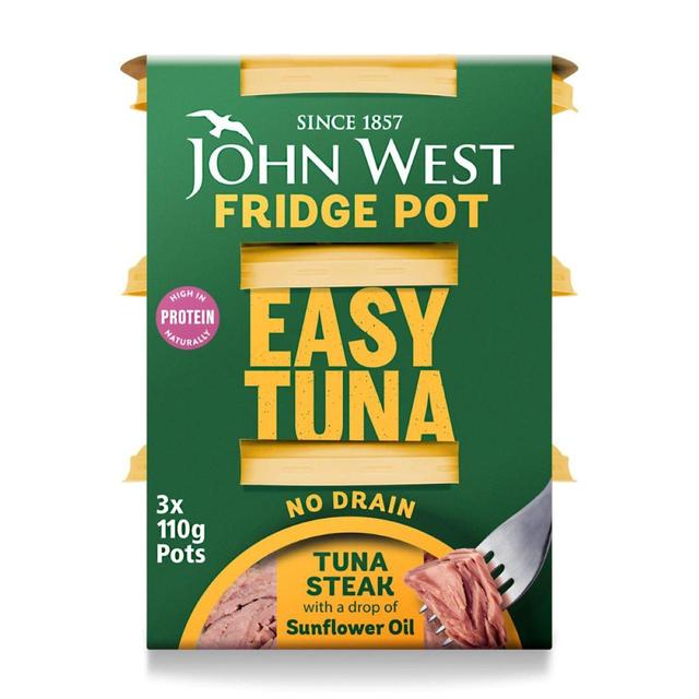 John West No Drain Fridge Pot Tuna Steak In Sunflower Oil, 3 x 110g