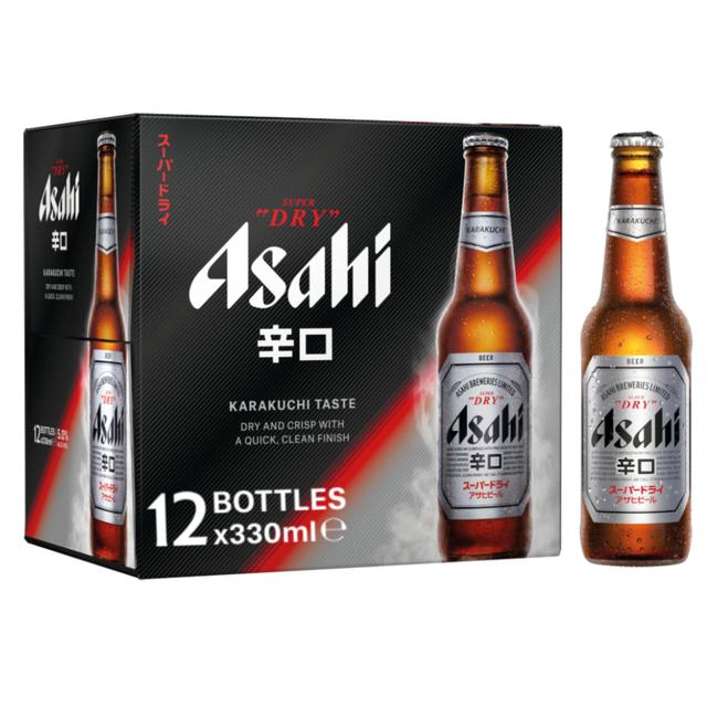 Asahi Super Dry Beer Lager Bottles, 12 x 330ml