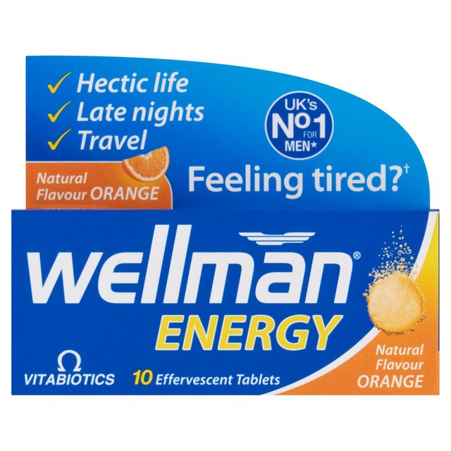 Vitabiotics Wellman Orange Energy Effervescent Tablets, 10 Per Pack