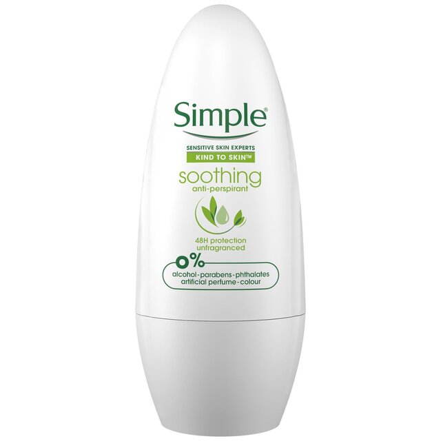 Simple Soothing Antiperspirant Deodorant Roll on Ocado
