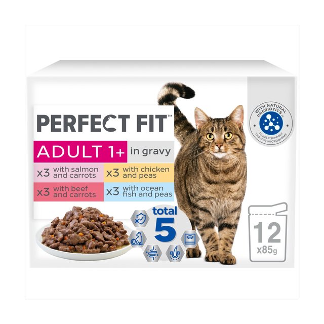 Perfect Fit Advanced Nutrition Adult Cat Food Pouches Mixed in Gravy, 12 x 85g