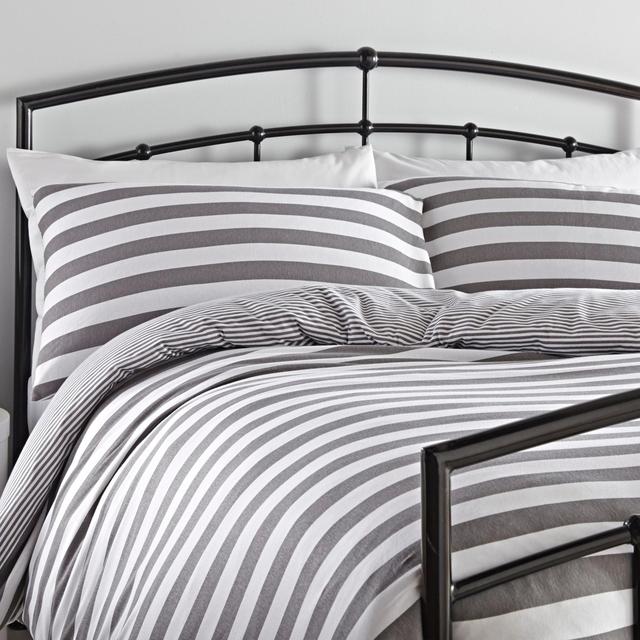 Silentnight Grey Jersey Stripe Bedding Set Double Ocado
