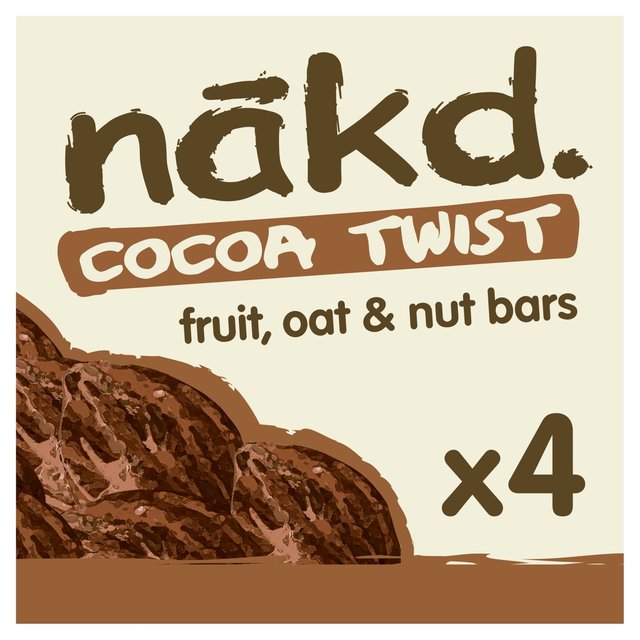 Nakd. Cocoa Twist Fruit, Nut & Oat Bars Multipack, 4 x 30g