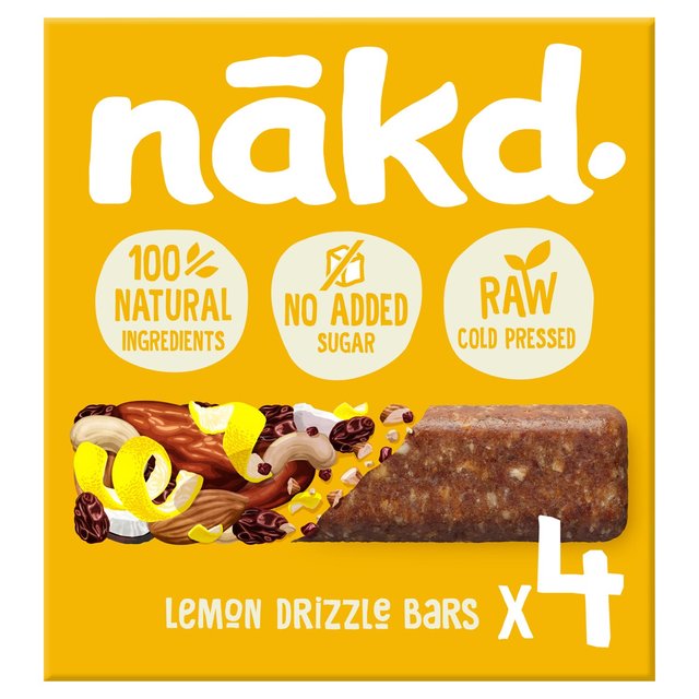 Nakd Lemon Drizzle Fruit & Nut Bars, 4 x 35g