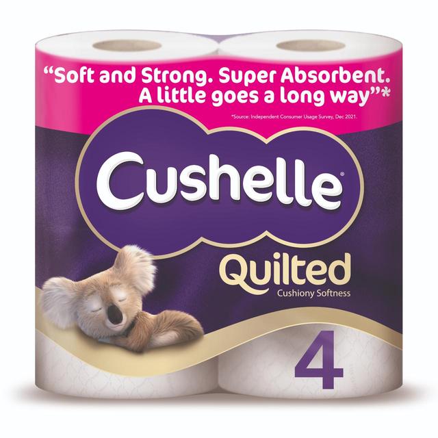Cushelle Quilted Toilet Rolls, 4 Per Pack