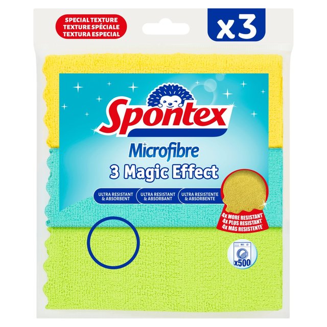Spontex Magic Effect Microfibre Cloths, 3 per Pack