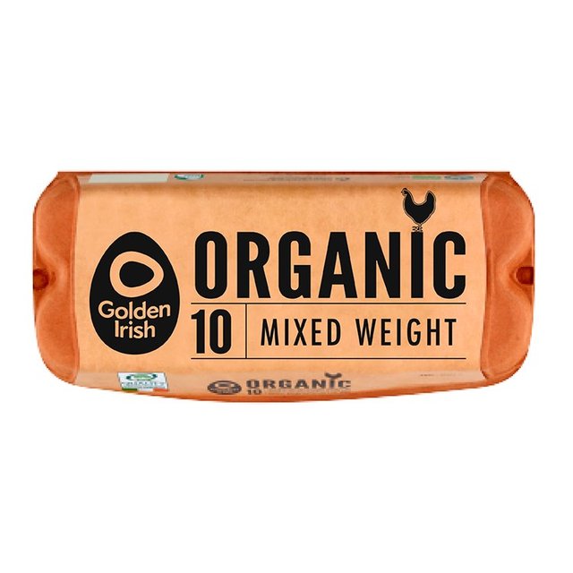 Golden Irish Organic Free Range Mixed Weight Eggs, 10 Per Pack