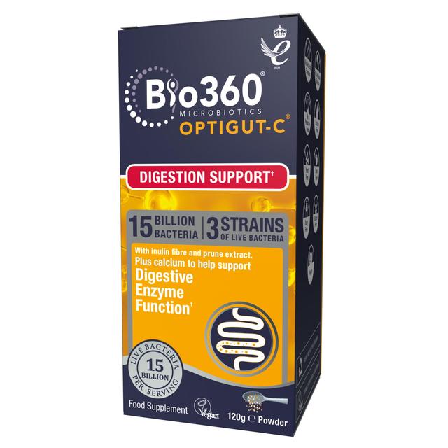 Bio360 OptiGUT-C, 15 Billion Bacteria, Powder From Natures Aid, 120g