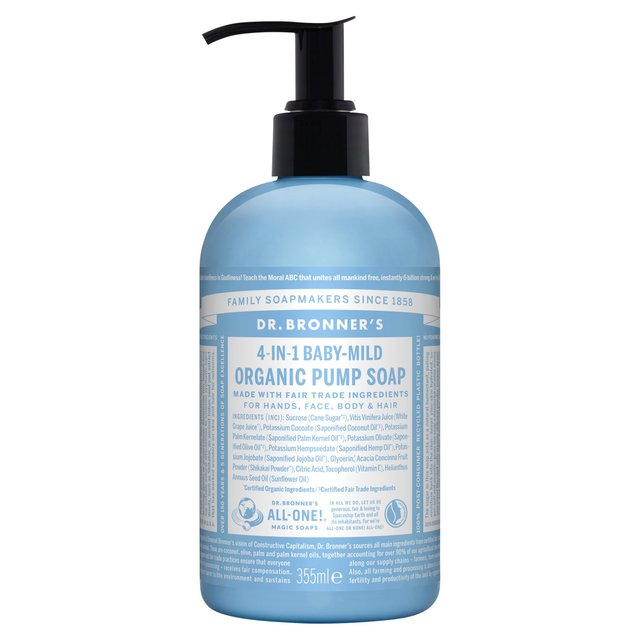 Dr. Bronner’s Unscented Organic Baby Sugar Pump Soap, 355ml