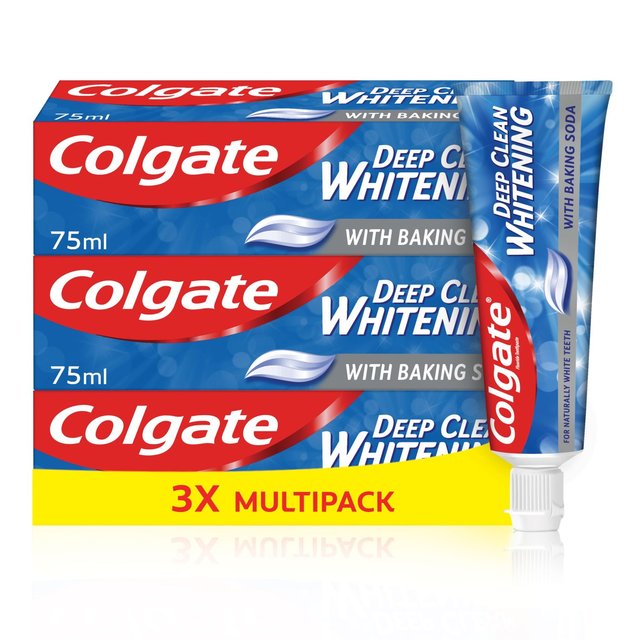 Colgate Deep Clean Whitening With Baking Soda Toothpaste, 3 x 75ml