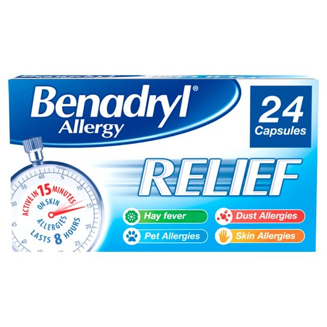 Benadryl Allergy Relief Capsules, 24 Per Pack