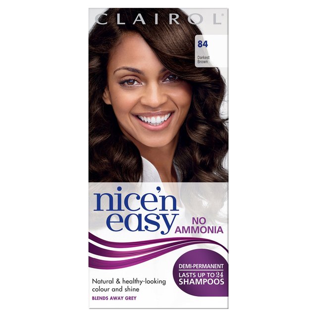 Clairol Nice’n Easy No Ammonia Hair Dye, 84 Darkest Brown