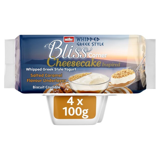 Muller Corner Bliss Whipped Greek Style Cheesecake Inspired Yogurts, 4 x 100g