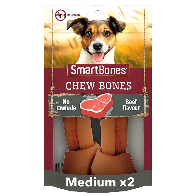 SmartBones 2 Medium Beef Rawhide Free Bone Dog Treats, 158g