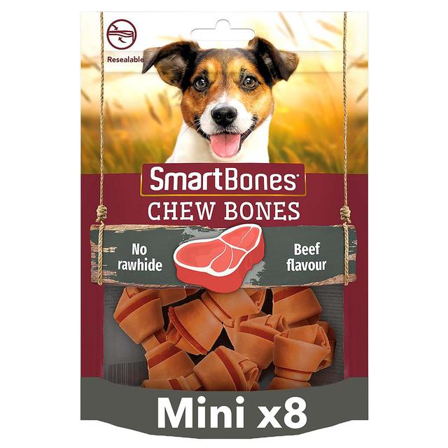 SmartBones 8 Mini Beef Rawhide Free Bones Dog Treats, 128g