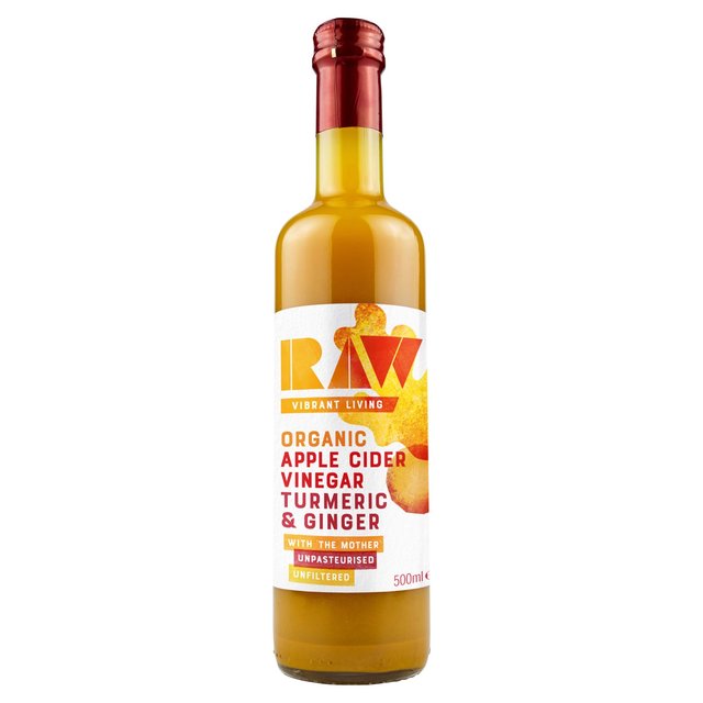 Raw Vibrant Living Organic Apple Cider Vinegar With Turmeric & Ginger, 500ml