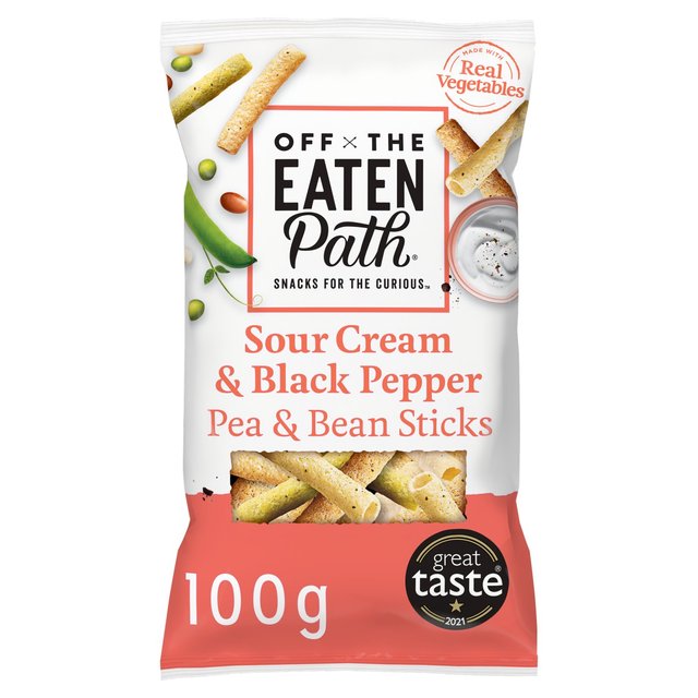 Off The Eaten Path Sour Cream Pea & Bean Sticks Sharing Bag Crisps, 100g