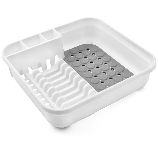 Addis Premium Soft Touch Dish Draining Rack, White/Grey, 41x37.5x11.5cm