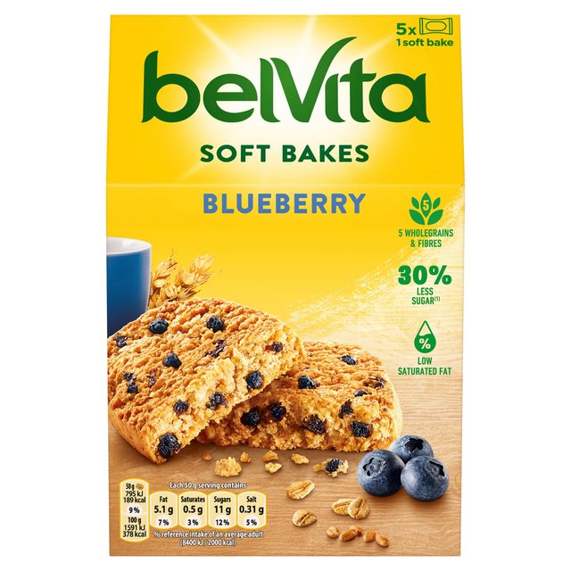 Belvita Breakfast Biscuits Soft Bakes Filled Blueberry, 5 Per Pack