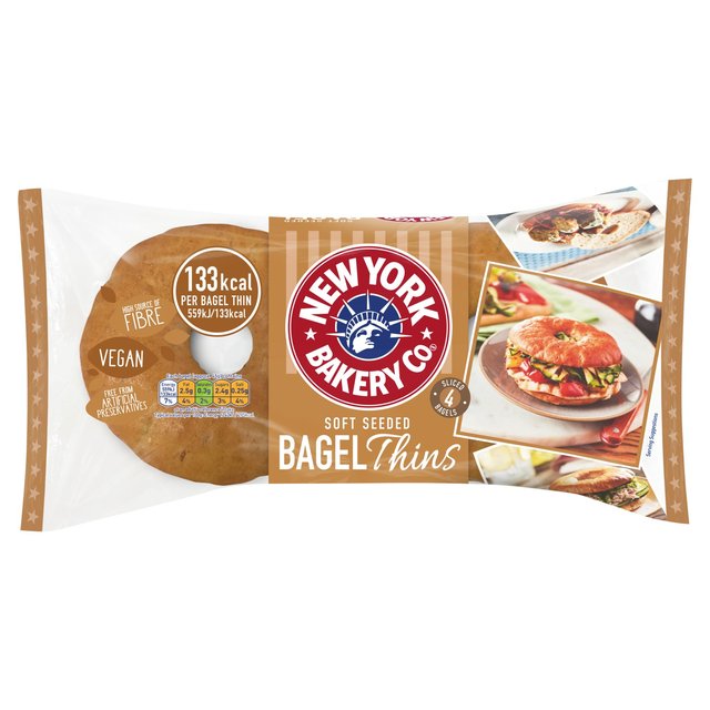 New York Bakery Co. Seeded Bagel Thins, 4 Per Pack
