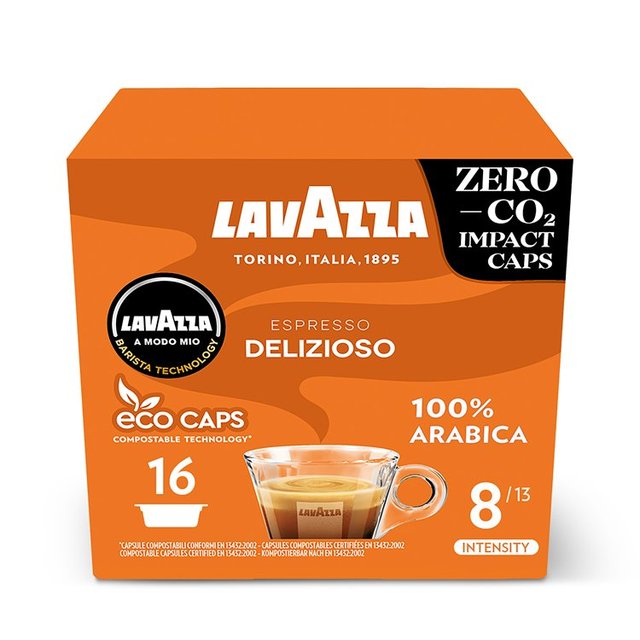 Lavazza A Modo Mio Compostable Espresso Delizioso Coffee Capsules, 16 Per Pack