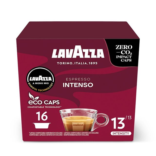 Lavazza A Modo Mio Compostable Intenso Coffee Capsules, 16 Per Pack