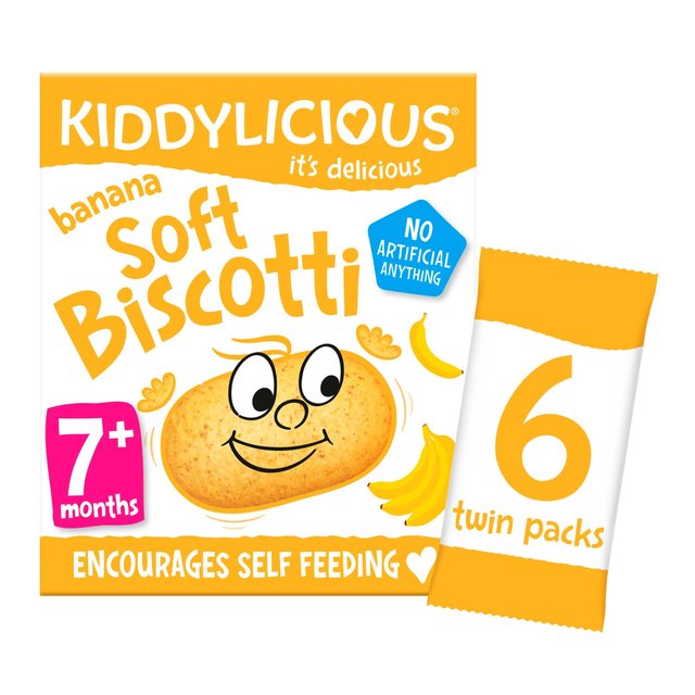 Kiddylicious Banana Soft Biscotti, 7 Mths+ Multipack, 6 x 20g