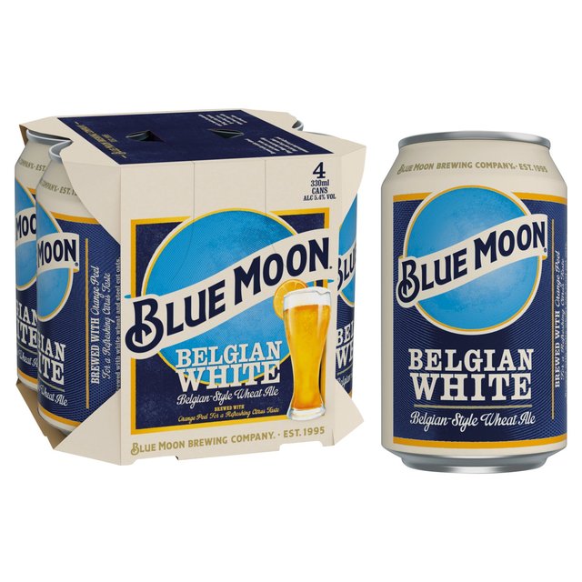 Blue Moon Belgian White American Craft Wheat Beer, 4 x 330ml