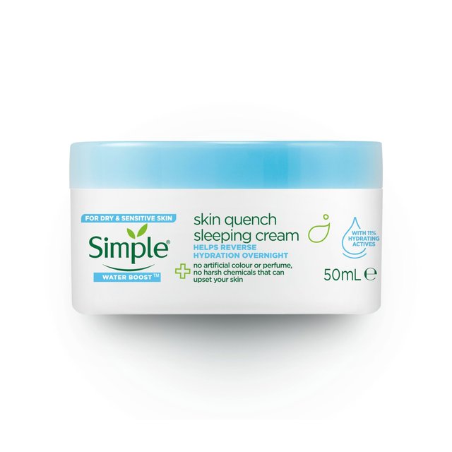 Simple Water Boost Skin Quench Sleeping Cream Moisturiser, 50ml